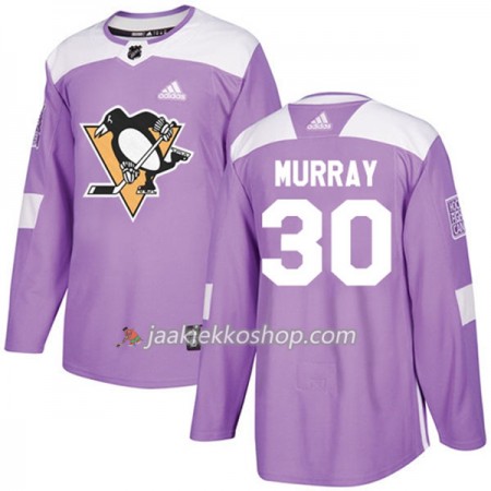 Miehille NHL Pittsburgh Penguins Pelipaita Matt Murray 30 Adidas 2017-2018 Violetti Fights Cancer Practice Authentic